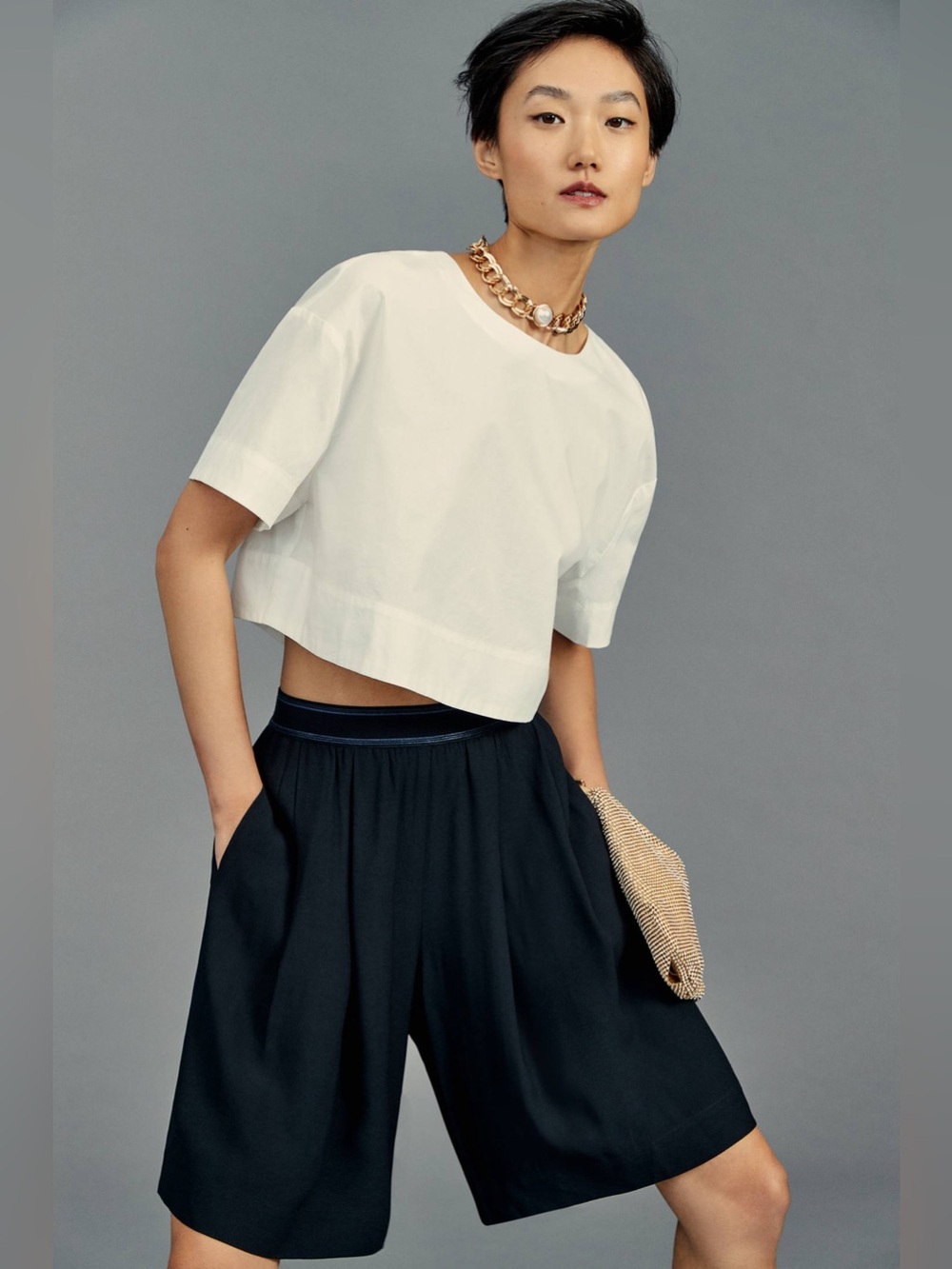 Tiny by Anthropologie Ikebana Pleated Wide-Leg Shorts